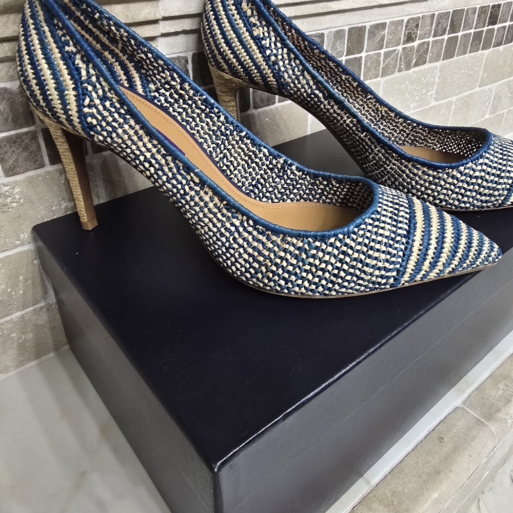 Ralph Lauren Purple Label Blue and Tan Heels